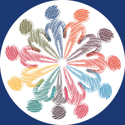 hand drawn multi-coloured group of people
